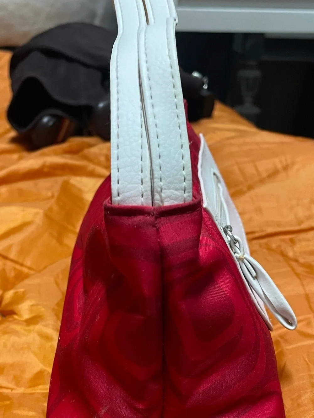 Estee Lauder Red Cosmetic Bag with White Trim
